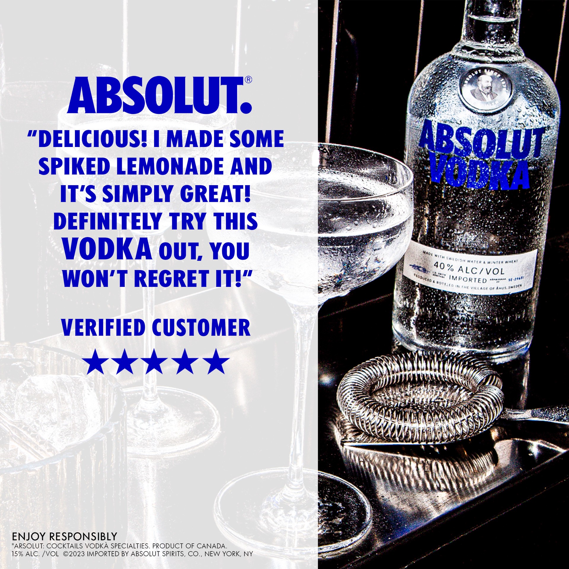 slide 10 of 10, Absolut Original Vodka, 50 mL Bottle, 40% ABV, 50 ml