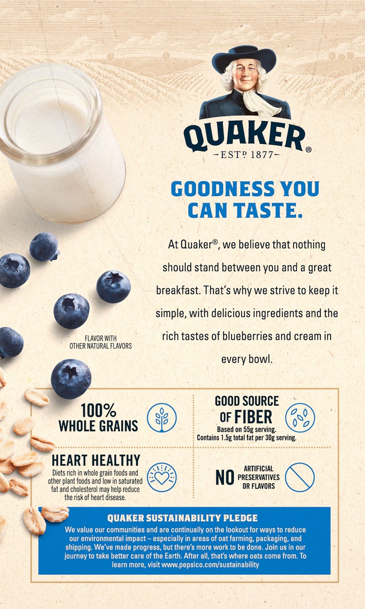 slide 2 of 8, Quaker Blueberries & Cream Instant Oatmeal 8 ea, 8 ct