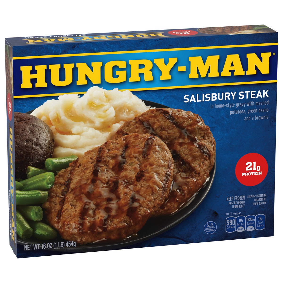 slide 2 of 9, Hungry-Man Hungry Man Salisbury Steak Frozen Dinner, 16 oz., 16 oz
