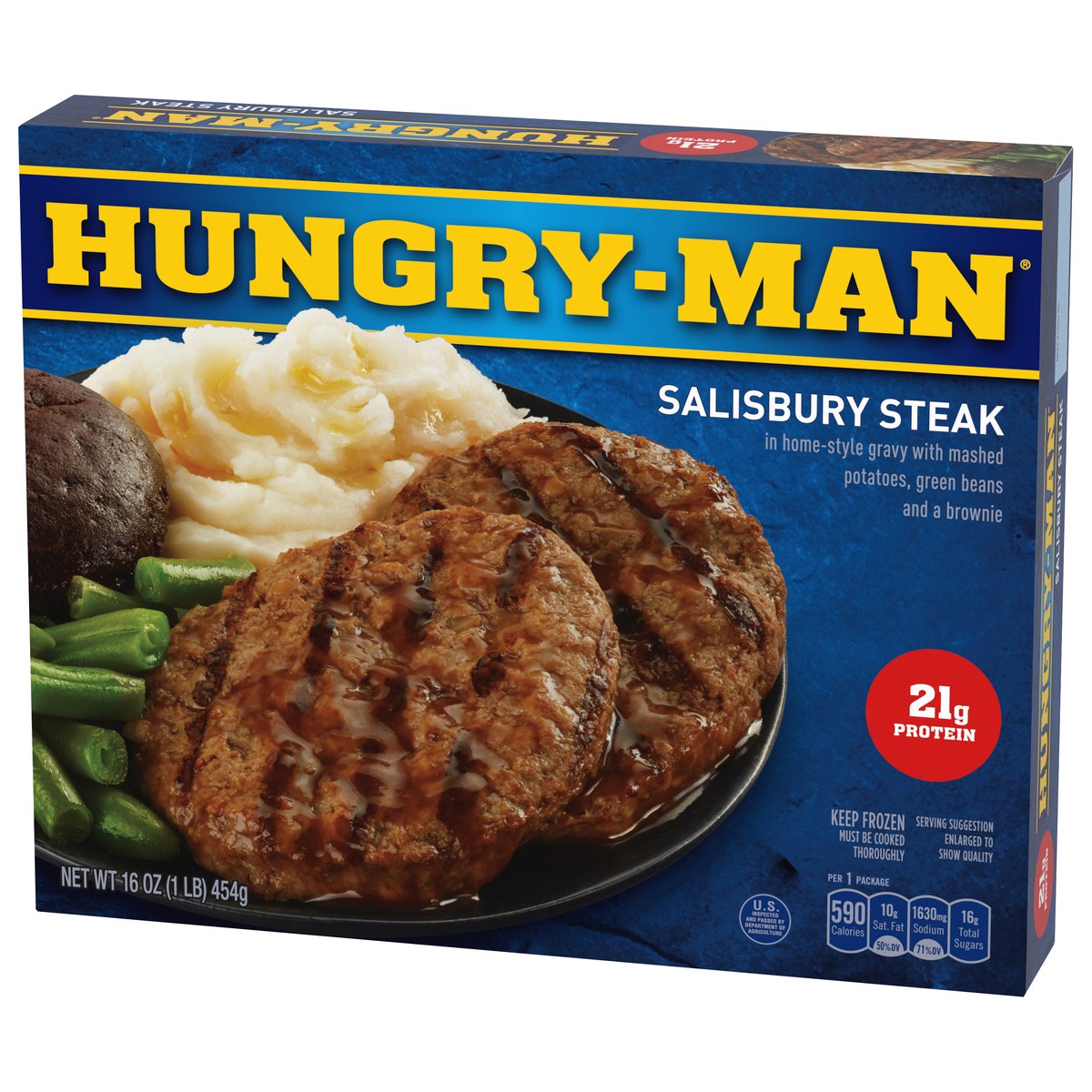slide 9 of 9, Hungry-Man Hungry Man Salisbury Steak Frozen Dinner, 16 oz., 16 oz