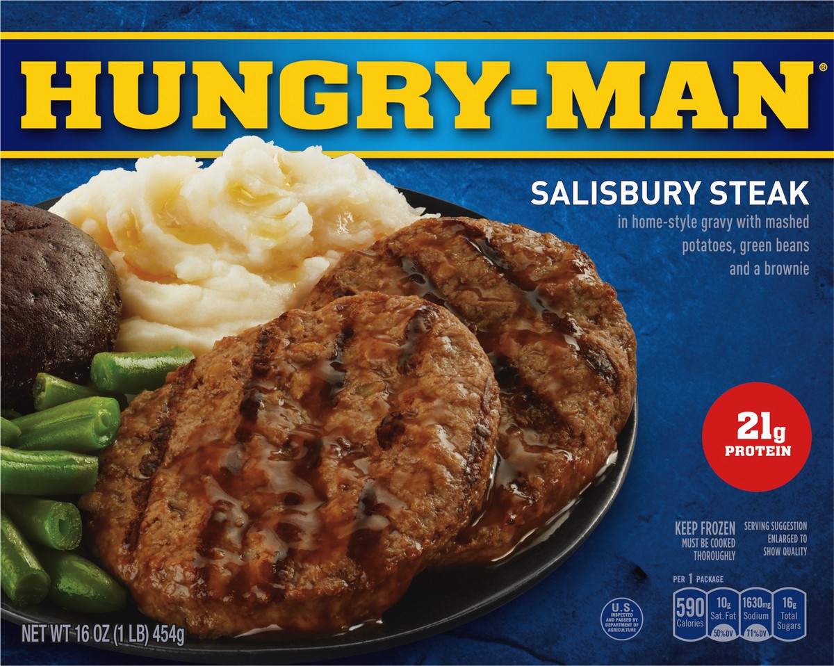 slide 3 of 9, Hungry-Man Hungry Man Salisbury Steak Frozen Dinner, 16 oz., 16 oz