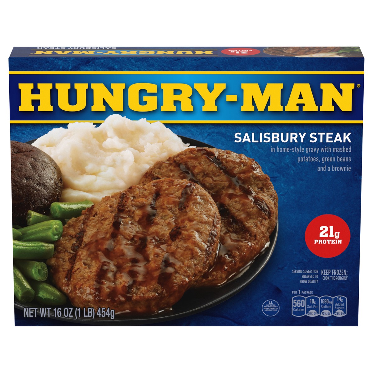 slide 1 of 9, Hungry-Man Hungry Man Salisbury Steak Frozen Dinner, 16 oz., 16 oz