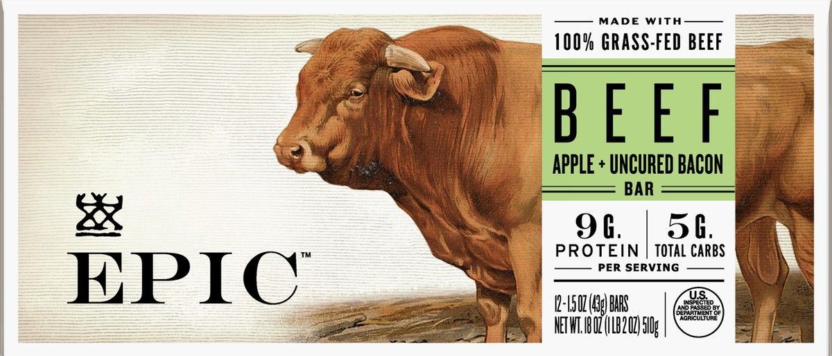 slide 6 of 13, Epic Apple+Uncured Bacon Beef Bar 12 ea, 12 ct