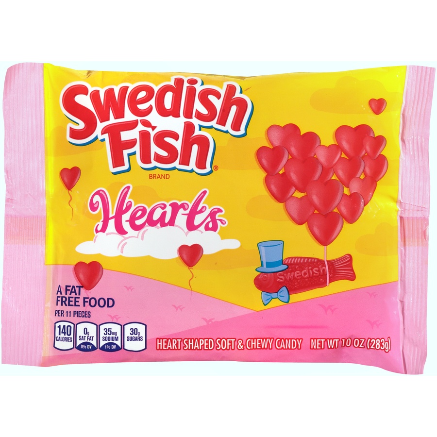 slide 1 of 1, Swedish Fish Valentine's Hearts, 10 oz