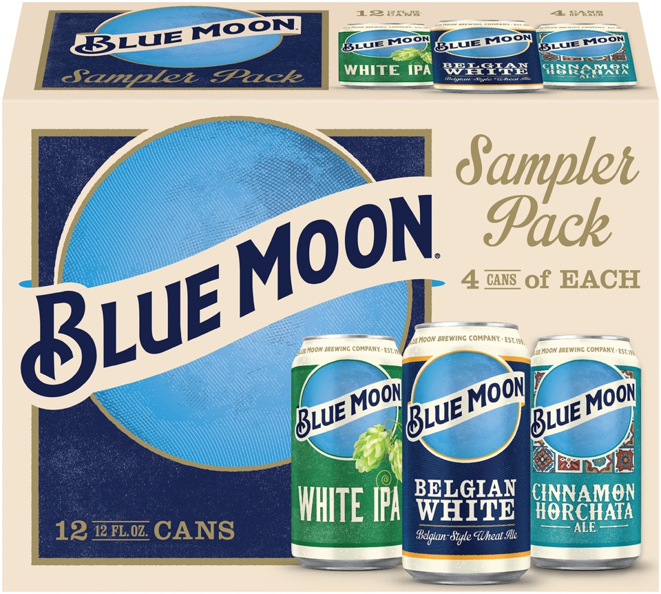 slide 1 of 1, Blue Moon White IPA/Belgian White/Cinnamon Horchata Ale Sampler Pack, 12 ct; 12 fl oz