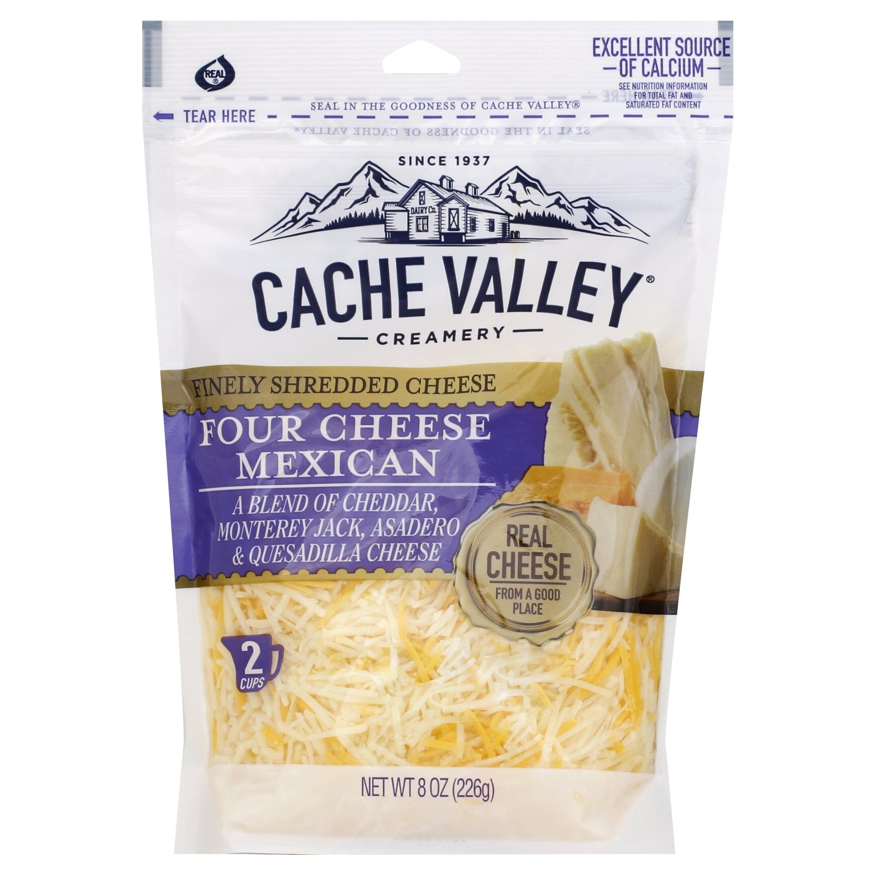 slide 1 of 2, Cache Valley Shredded Mexican Blend Cheese, 8 oz