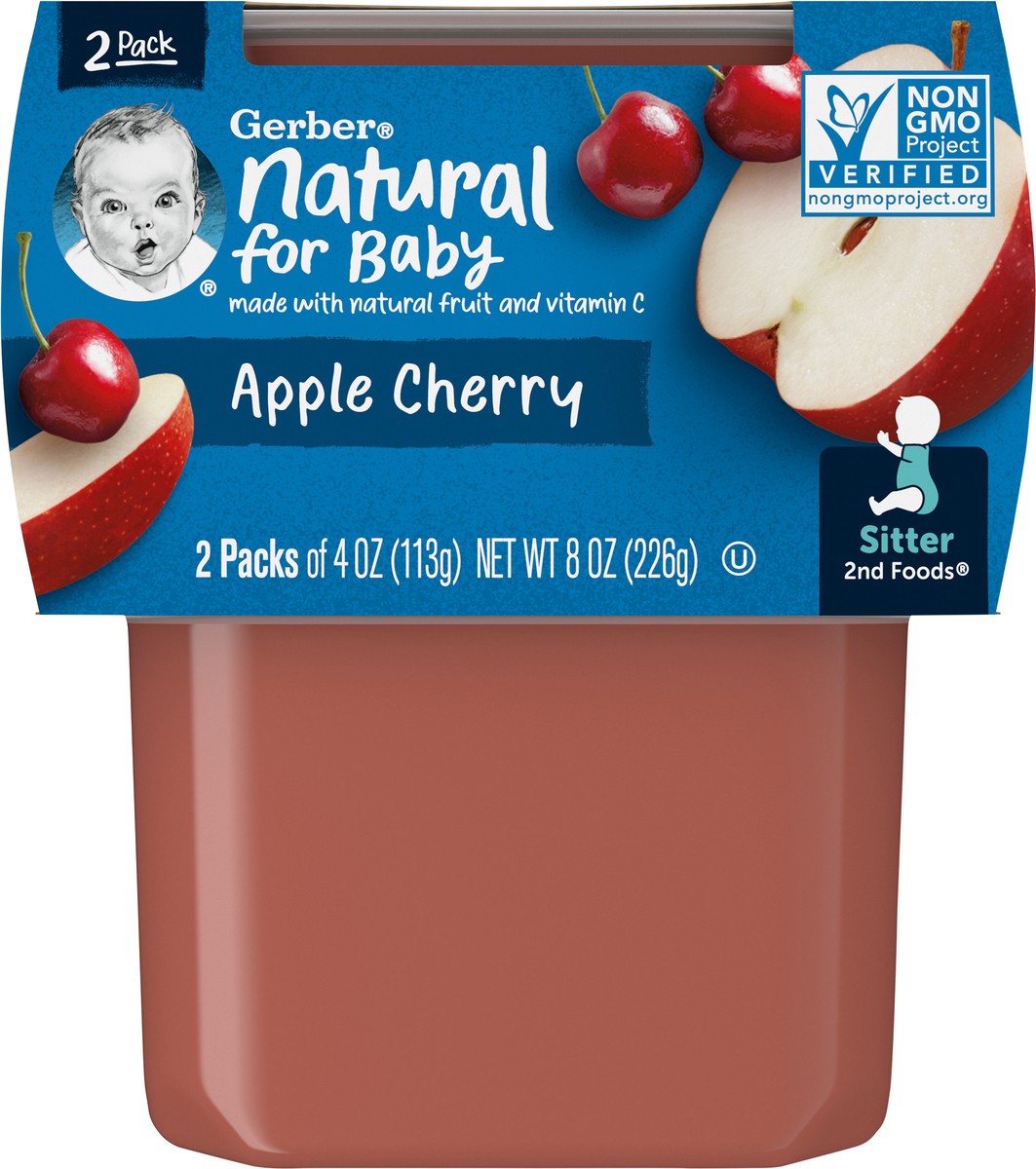 slide 4 of 9, Gerber 2nd Foods Natural for Baby Baby Food, Apple Cherry, 4 oz Tubs (2 Pack), 2 ct