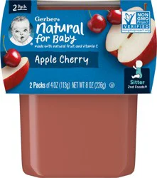 Gerber Natural for Baby Apple Cherry 2 - 4 Oz Tubs