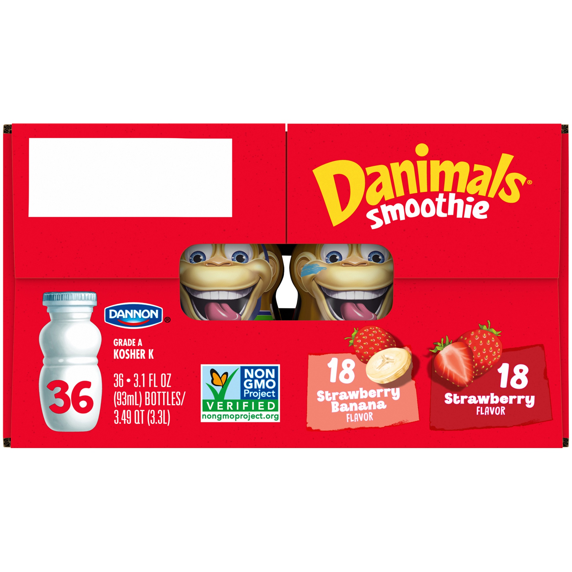 slide 3 of 7, Danimals Strawberry Explosion & Swingin’ Strawberry Banana Variety Pack Smoothies Bottles, 3.1 fl oz