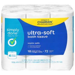 Simply Done 2-Ply Septic Safe Ultra-Soft Mega Rolls Bath Tissue, 18 Rolls