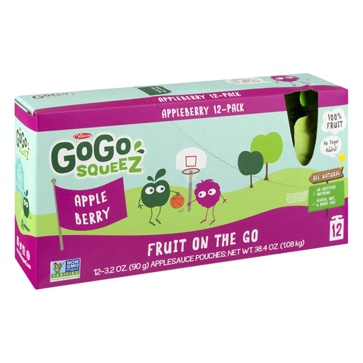 slide 3 of 7, GoGo squeeZ Applesauce on the Go Apple Berry Pouches, 12 ct; 3.2 oz