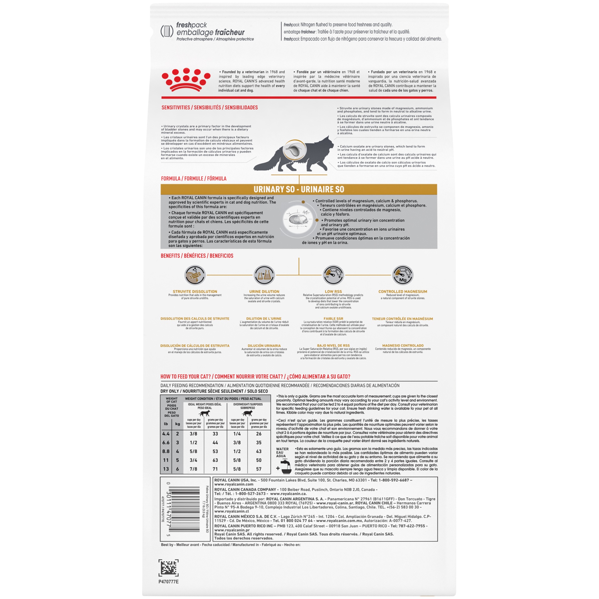 slide 6 of 9, Royal Canin Veterinary Diet Feline Urinary SO Dry Cat Food, 7.7 lb