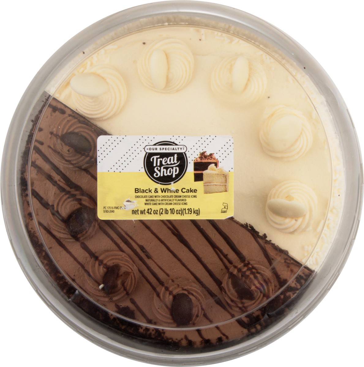 slide 9 of 13, Our Specialty Black & White Cake 42 oz, 42 oz