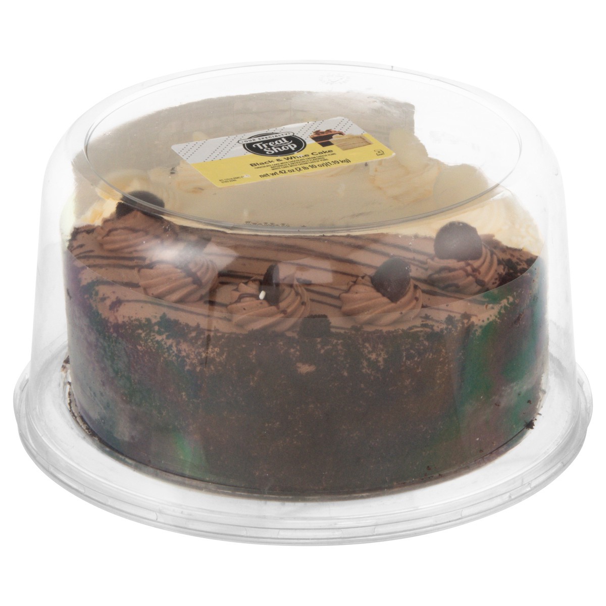 slide 4 of 13, Our Specialty Black & White Cake 42 oz, 42 oz