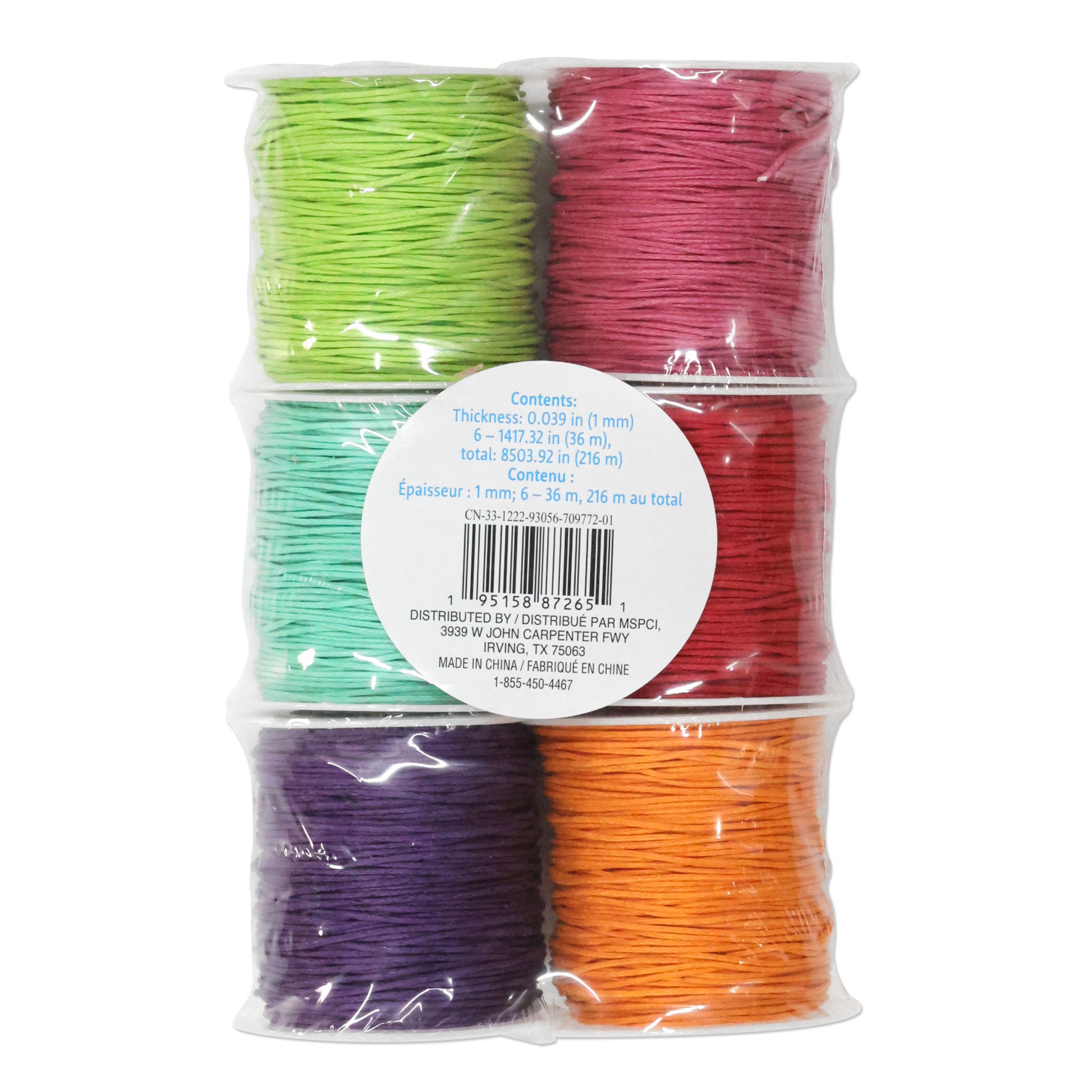 slide 3 of 3, 1mm Brights Waxed Cording Pack By Creatology, 1mm