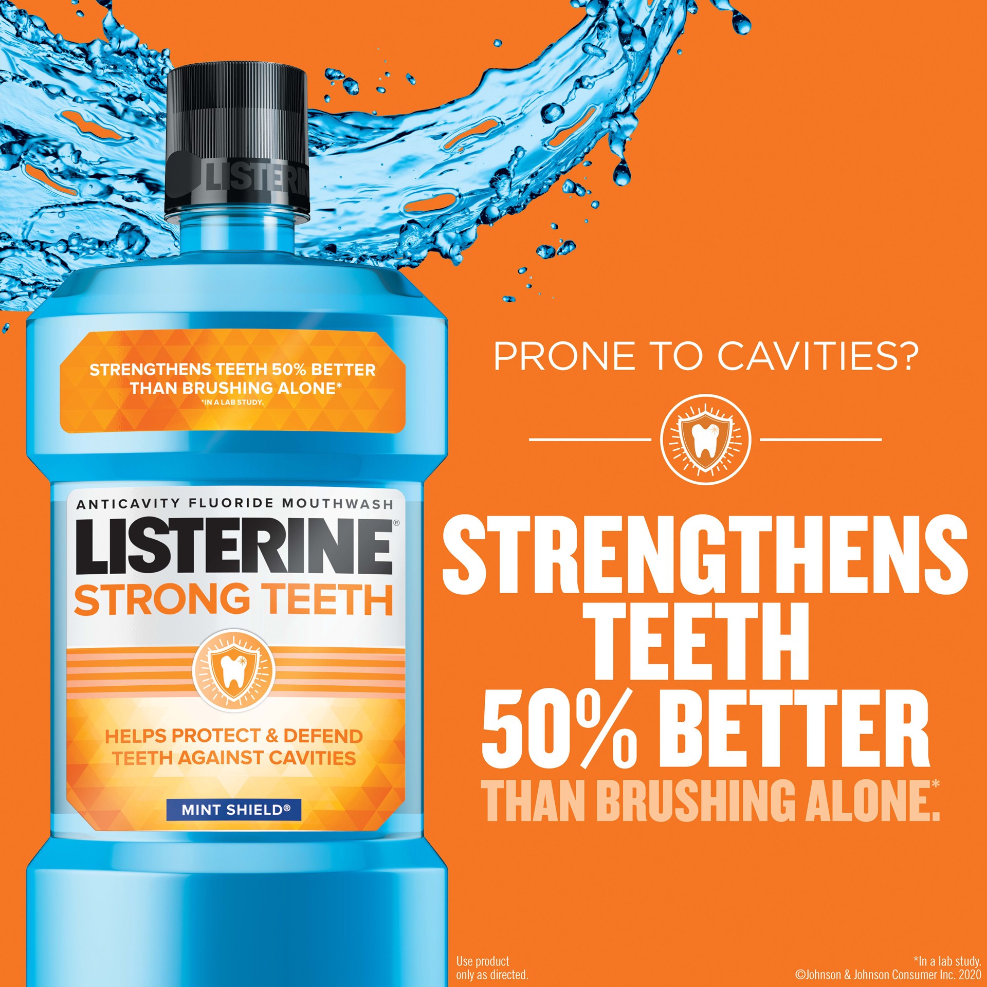 slide 2 of 9, Listerine Strong Teeth Anticavity Fluoride Mouthwash with Sodium Fluoride, Teeth Strengthening Mouthwash to Help Prevent Dental Cavities & Freshen Bad Breath, Mint Shield Flavor, 500 mL, 500 ml