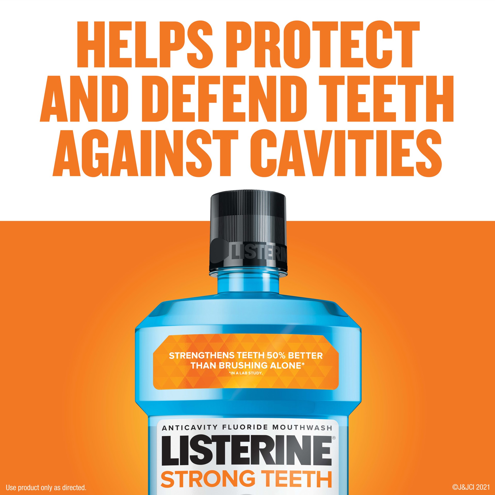 slide 7 of 9, Listerine Strong Teeth Anticavity Fluoride Mouthwash with Sodium Fluoride, Teeth Strengthening Mouthwash to Help Prevent Dental Cavities & Freshen Bad Breath, Mint Shield Flavor, 500 mL, 500 ml