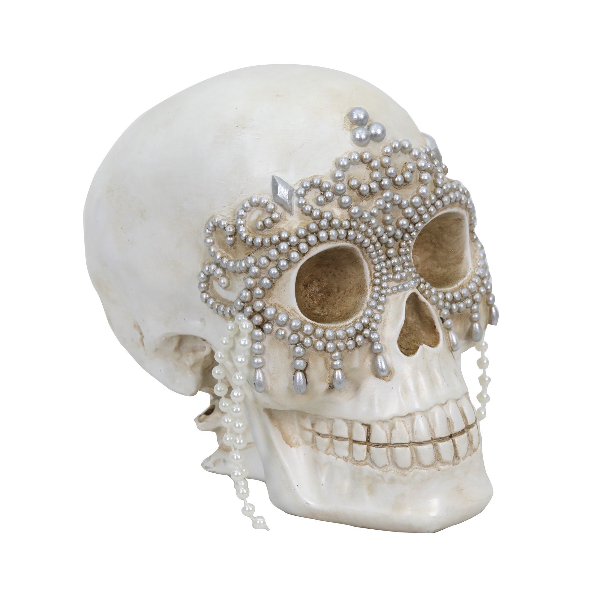 slide 2 of 2, 7" Skull With Pearl Mask Tabletop Decor By Ashland, 7 in