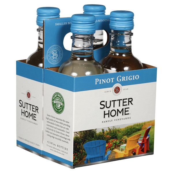 slide 6 of 17, Sutter Home Pinot Grigio 4 - 187 ml Bottles, 4 ct; 187 ml