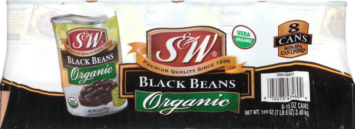 slide 5 of 9, S&W Organic Black Beans 8 ea, 8 ct