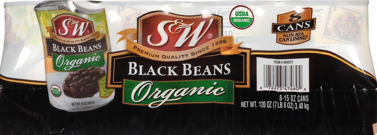 slide 6 of 9, S&W Organic Black Beans 8 ea, 8 ct