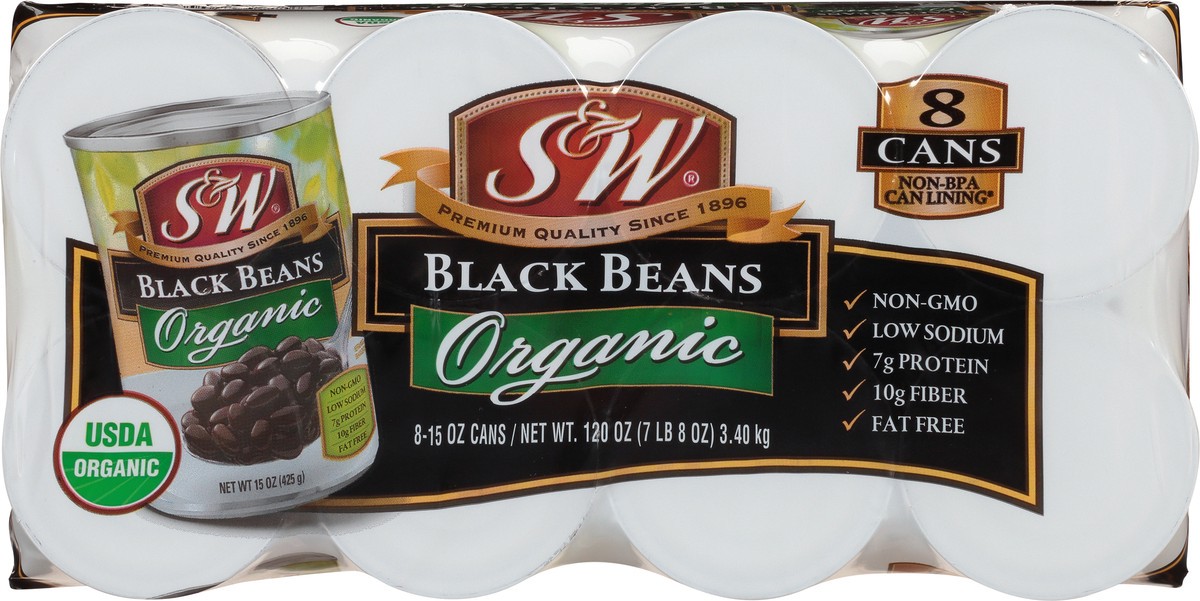 slide 9 of 9, S&W Organic Black Beans 8 ea, 8 ct