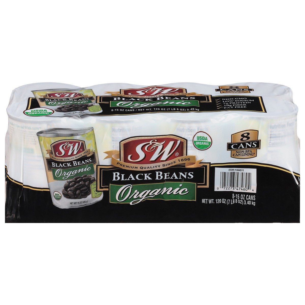 slide 1 of 9, S&W Organic Black Beans 8 - 15 oz Cans, 8 ct