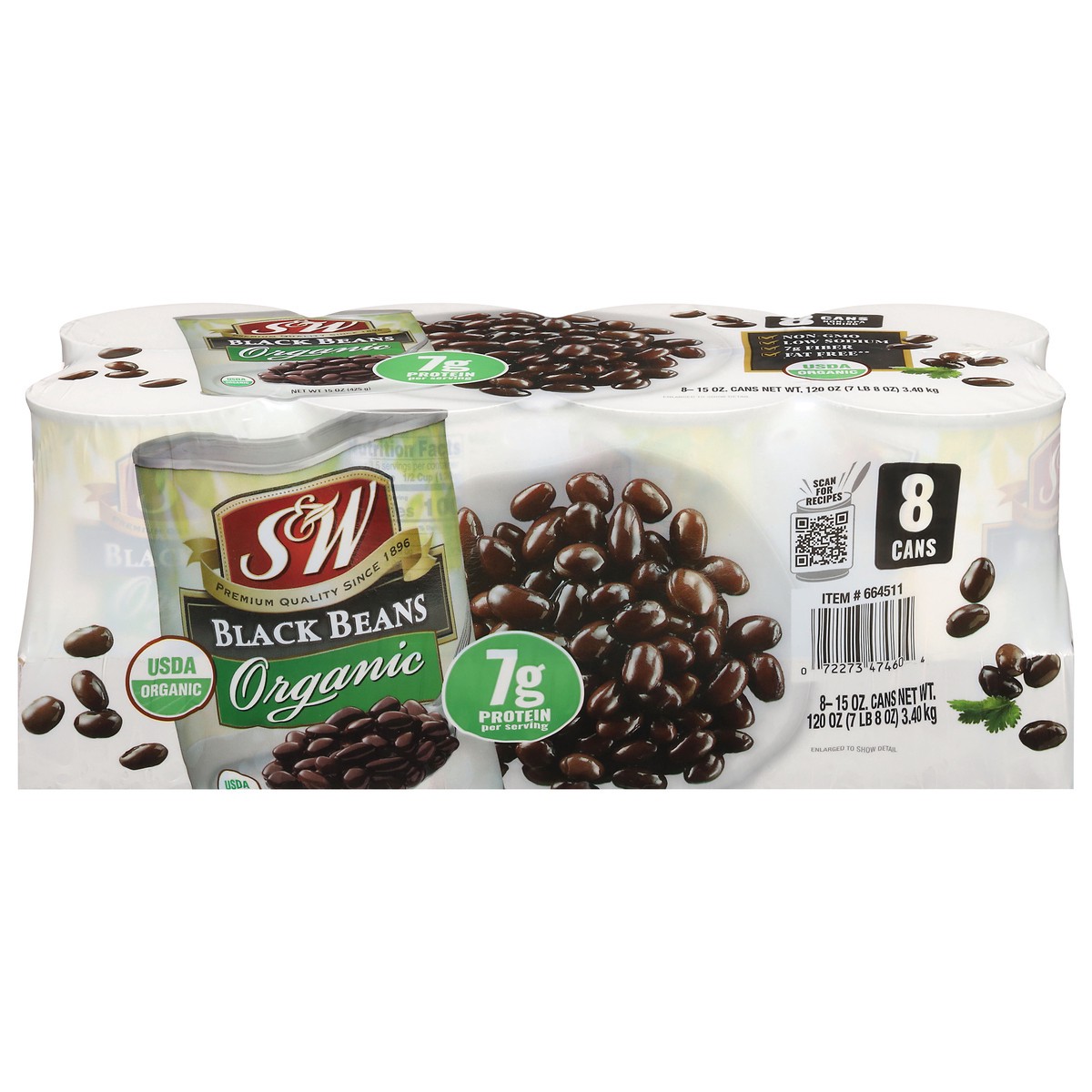slide 1 of 9, S&W Organic Black Beans 8 Pack, 8 ct