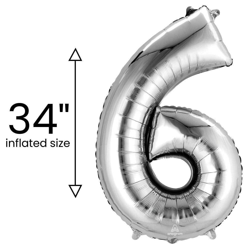 slide 2 of 3, burton + BURTON Number 6 Shape Balloon, 1 ct