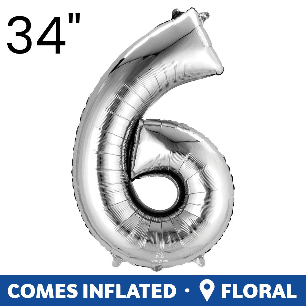 slide 1 of 3, burton + BURTON Number 6 Shape Balloon, 1 ct