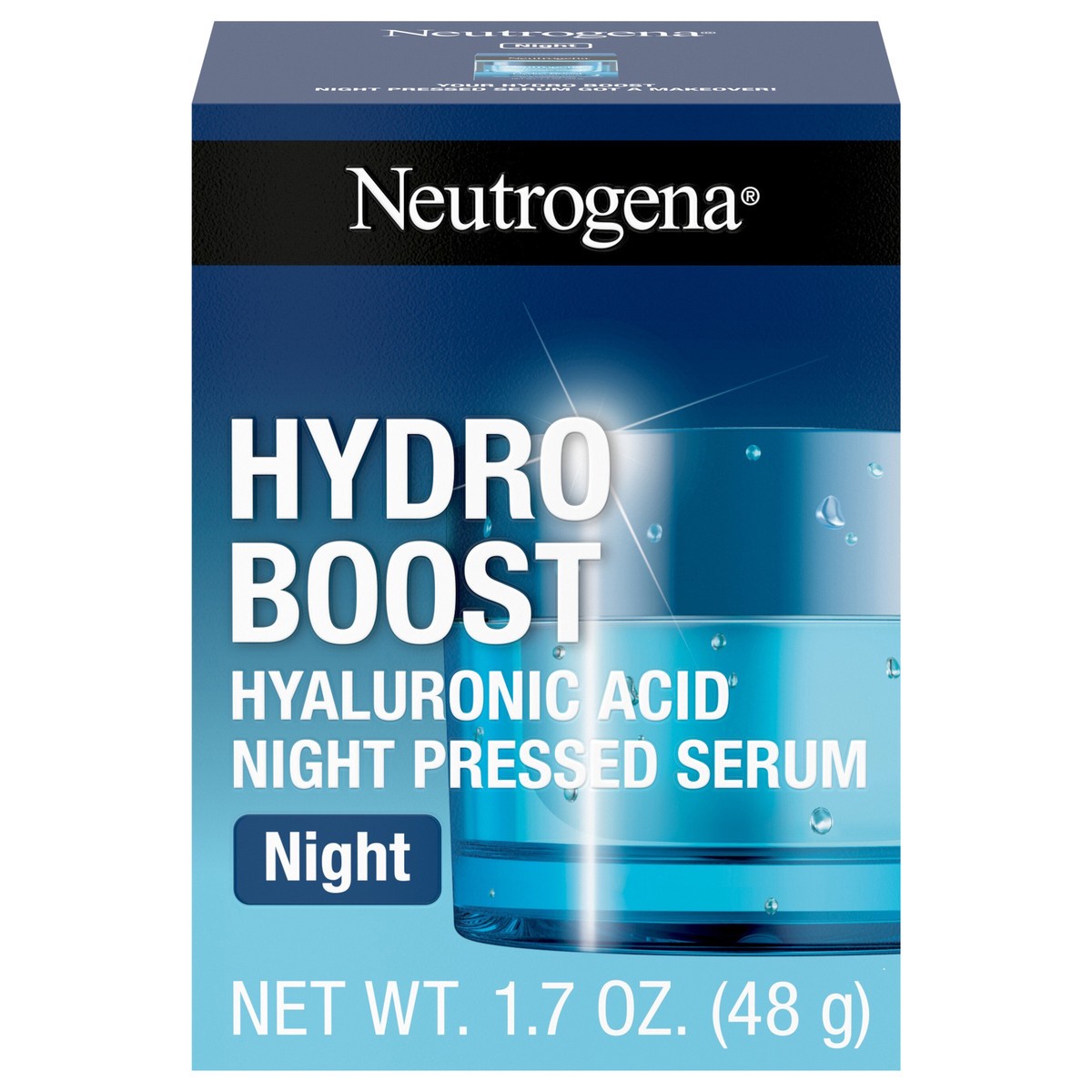 slide 13 of 13, Neutrogena Hydro Boost Night Pressed Serum, Hyaluronic Acid Facial Moisturizer for Normal to Extra Dry Skin, Delivers Overnight Hydration for Restored, Revitalized, Dewy Skin, 1.7 oz, 1.7 oz