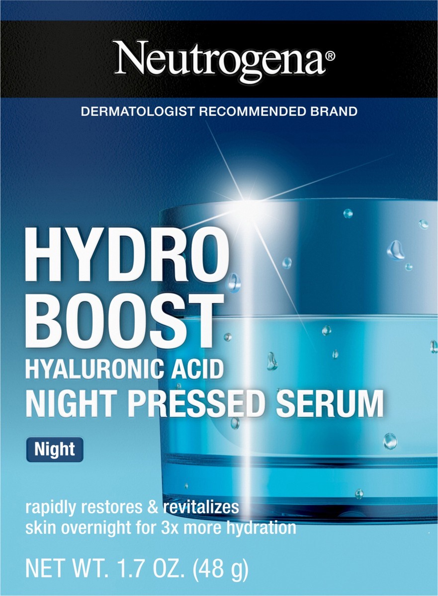 slide 3 of 13, Neutrogena Hydro Boost Night Pressed Serum, Hyaluronic Acid Facial Moisturizer for Normal to Extra Dry Skin, Delivers Overnight Hydration for Restored, Revitalized, Dewy Skin, 1.7 oz, 1.7 oz