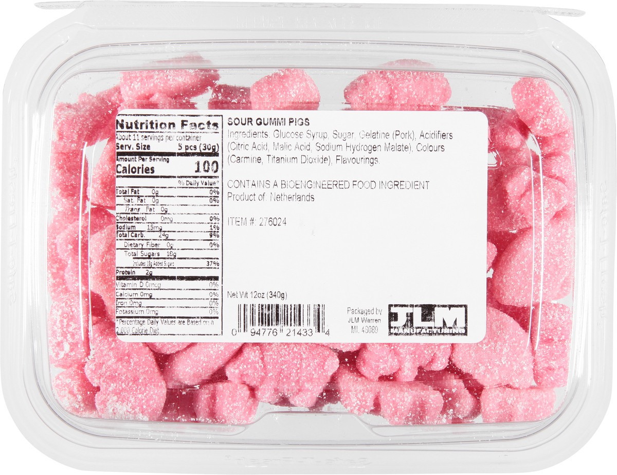 slide 12 of 14, JLM Manufacturing Sour Gummi Pigs 12 oz, 12 oz