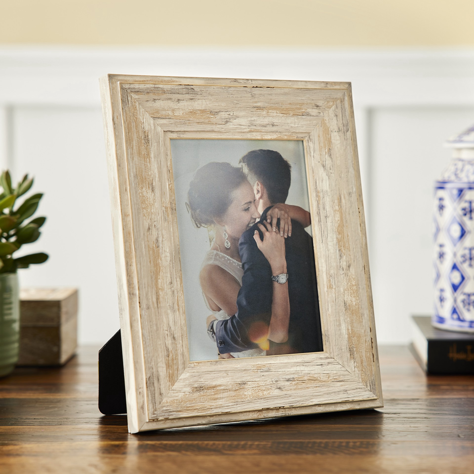 slide 6 of 6, Expressions 5" X 7" Greige Distressed Wide Frame By Studio Decor, 5 in x 7 in