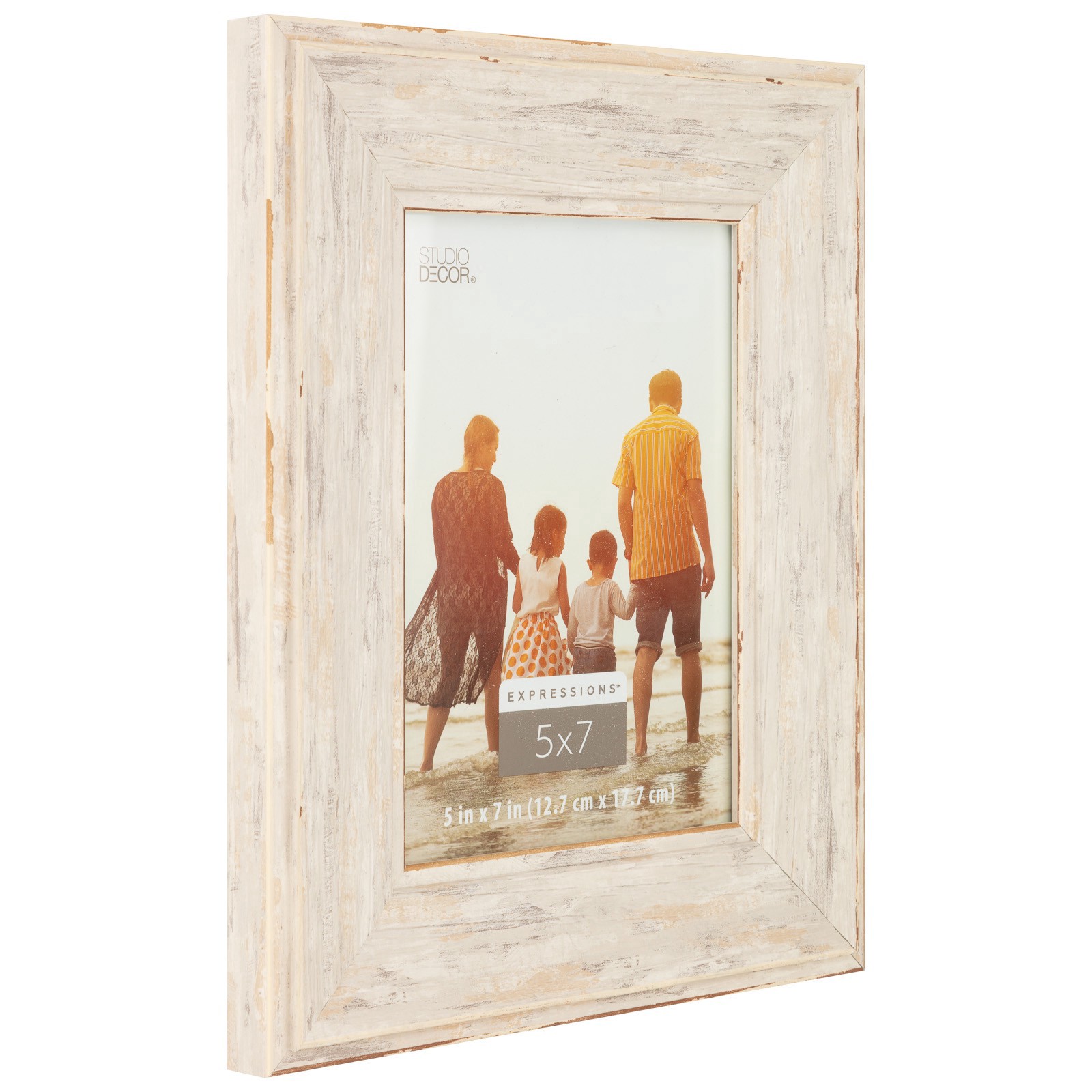 slide 4 of 6, Expressions 5" X 7" Greige Distressed Wide Frame By Studio Decor, 5 in x 7 in