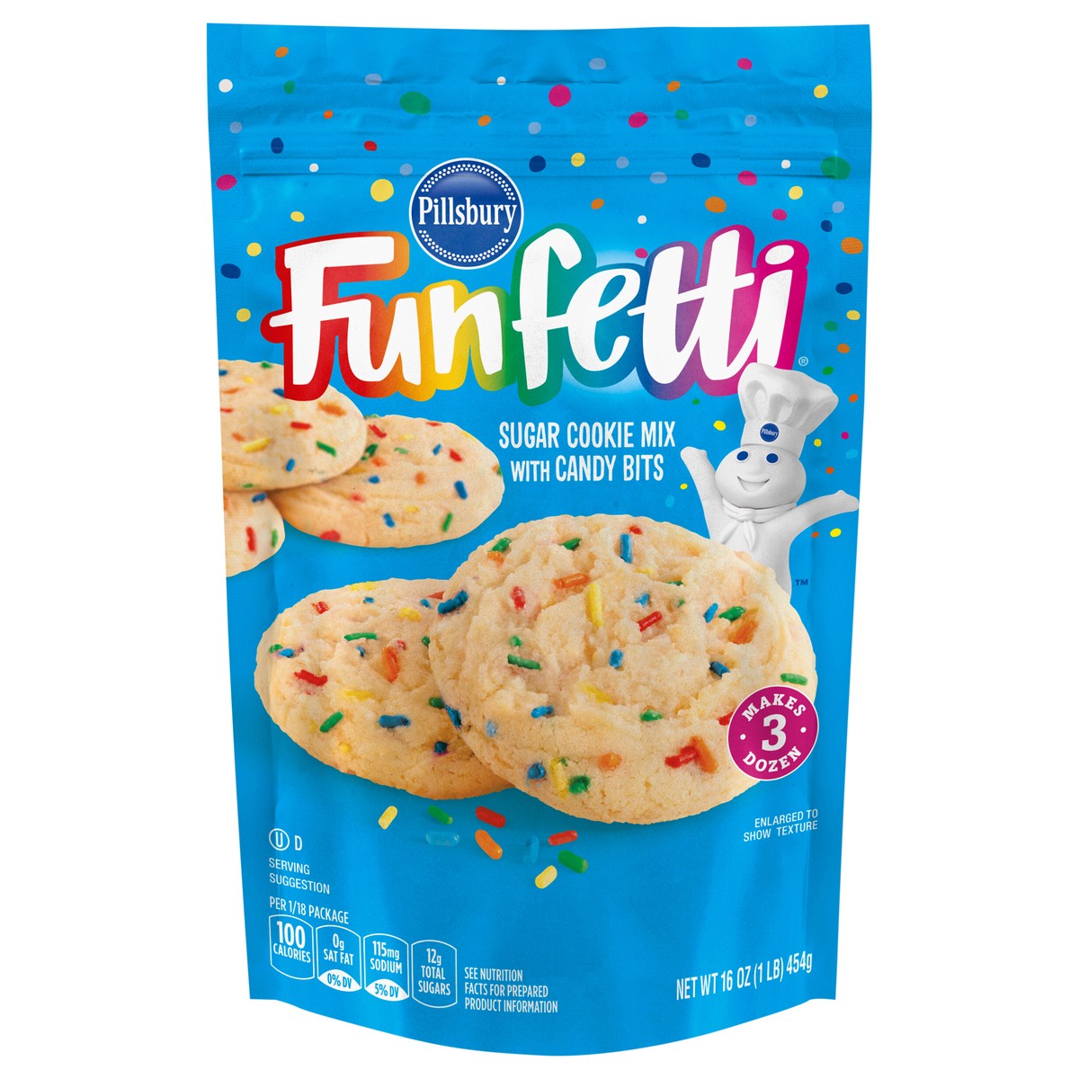 slide 1 of 13, Pillsbury Funfetti Sugar Cookie Mix with Candy Bits, 16 Oz Pouch, 16 oz