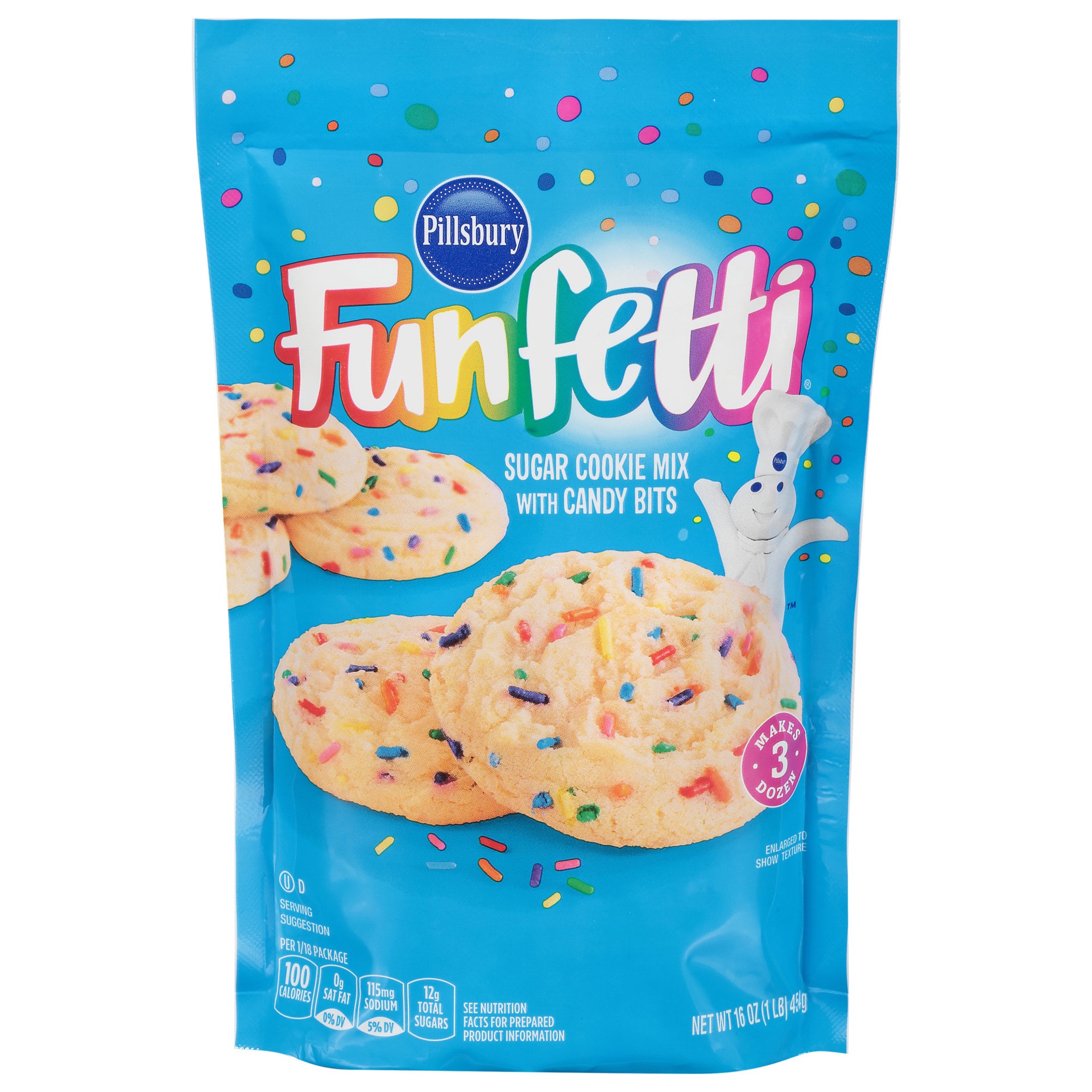 slide 1 of 13, Pillsbury Funfetti Sugar Cookie Mix with Candy Bits, 16 Oz Pouch, 16 oz