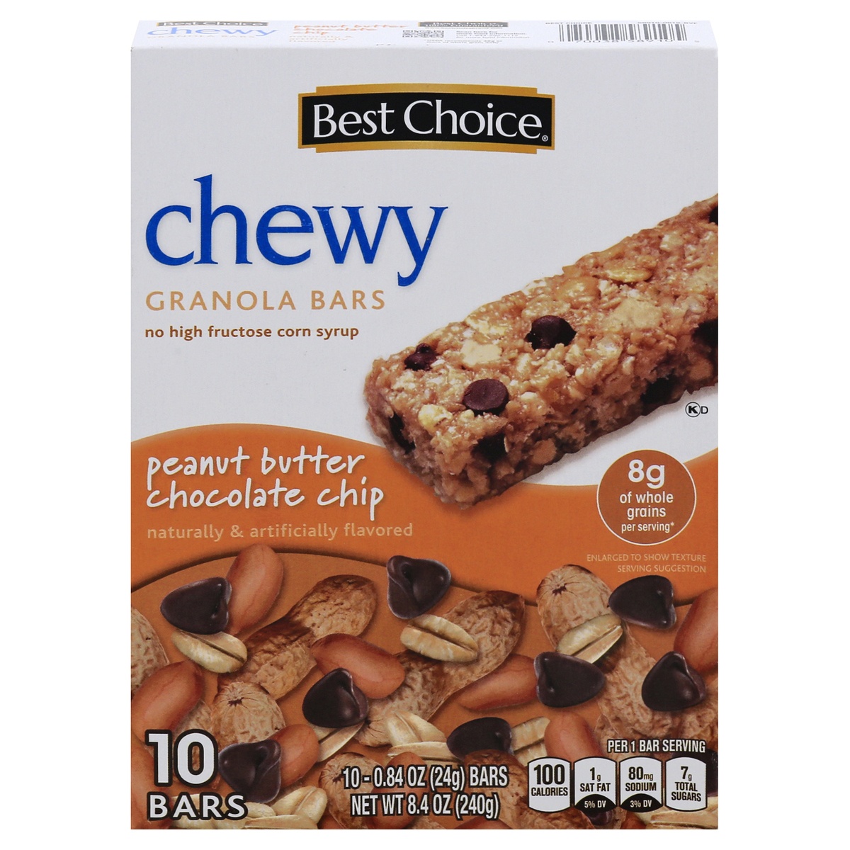 slide 1 of 1, Best Choice Chewy Peanut Butter Chocolate Chip Granola Bars, 10 ct