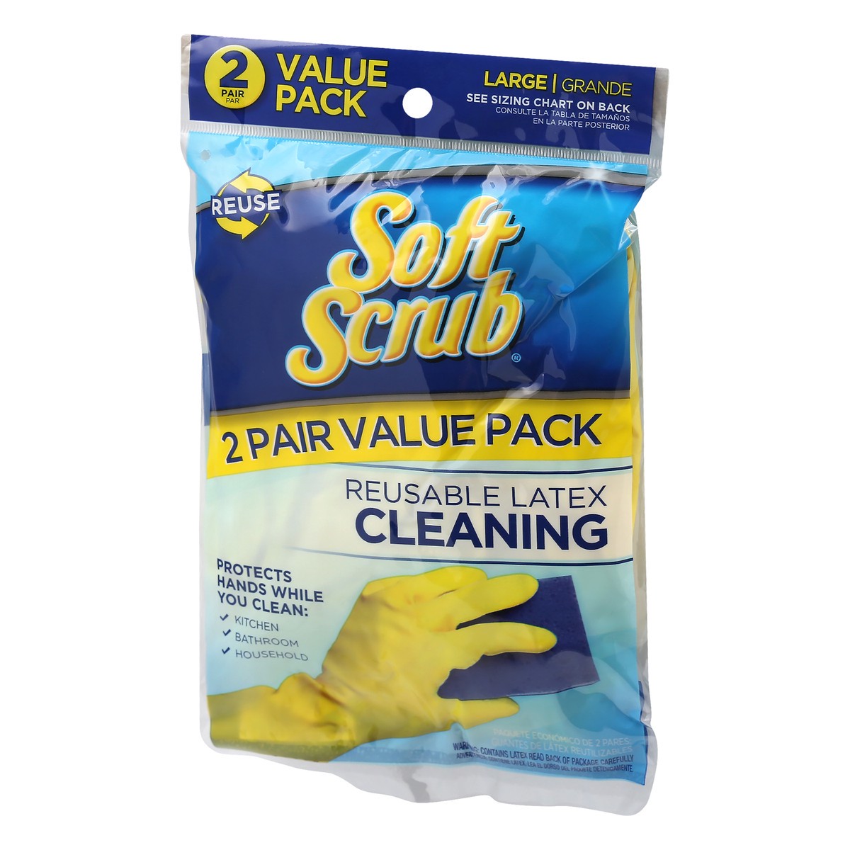 slide 7 of 9, Soft Scrub Cleaning Rubber Latex Large Value Pack Gloves 2 ea, 2 ct