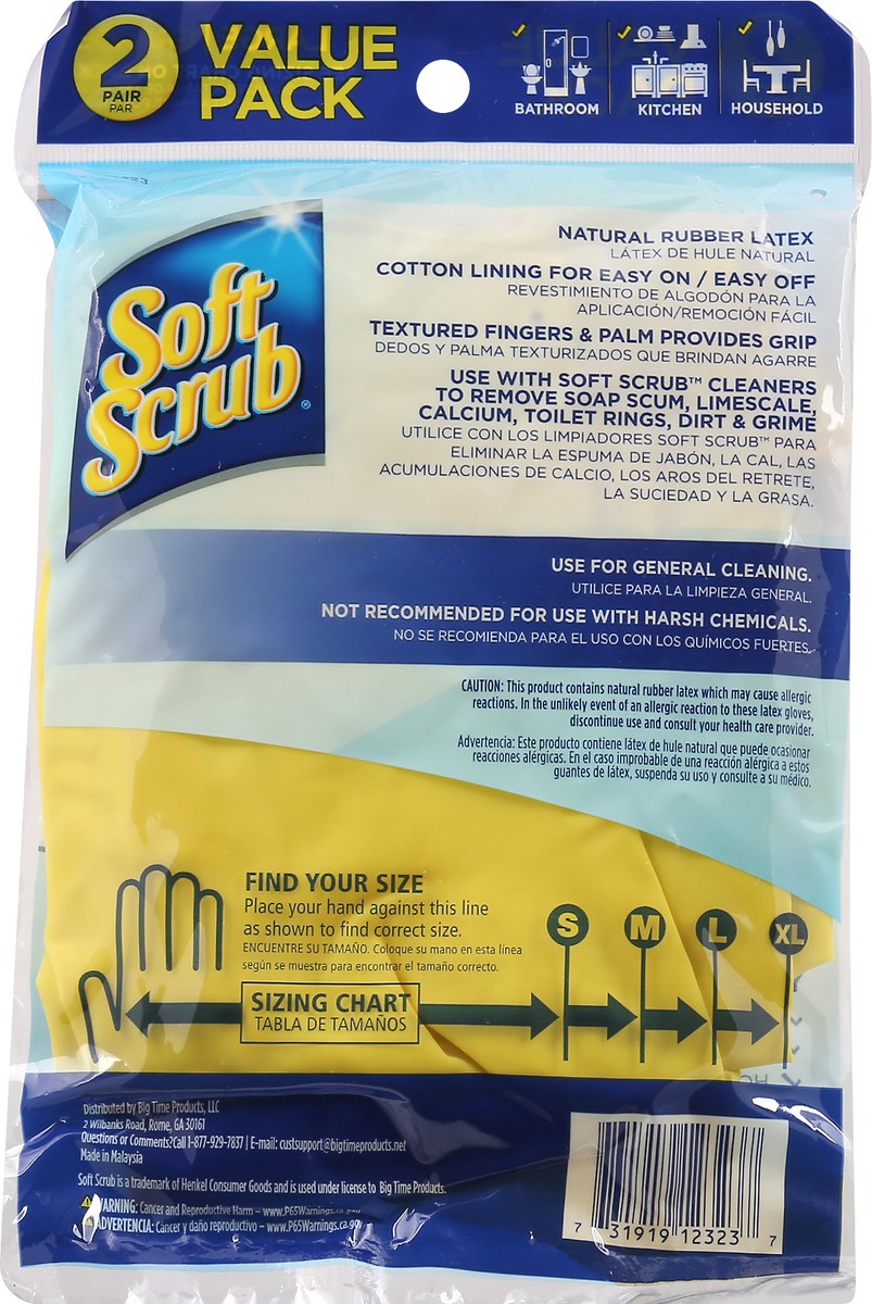 slide 9 of 9, Soft Scrub Cleaning Rubber Latex Large Value Pack Gloves 2 ea, 2 ct