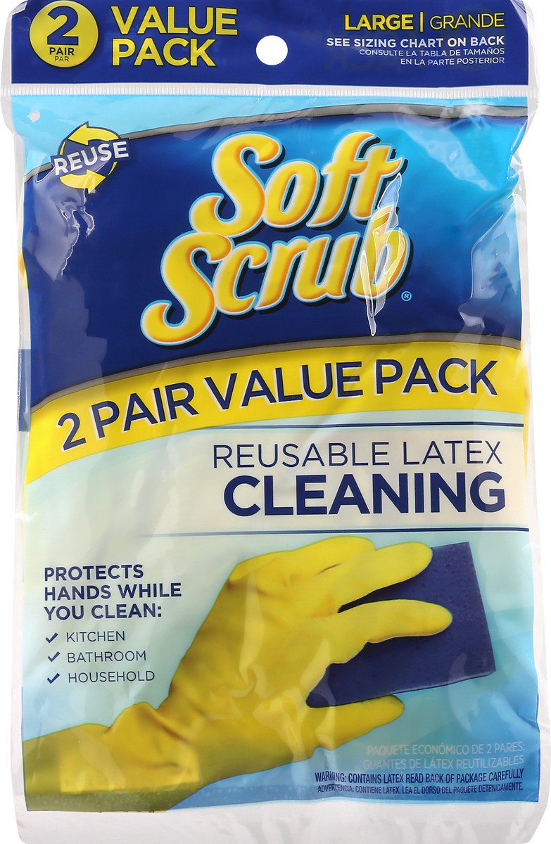 slide 2 of 9, Soft Scrub Cleaning Rubber Latex Large Value Pack Gloves 2 ea, 2 ct