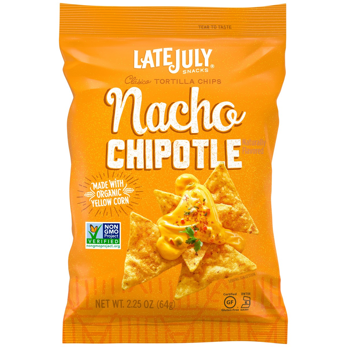 slide 8 of 12, LATE JULY Snacks Clásico Nacho Chipotle Tortilla Chips, 2.25 oz. Snack Pack, 2.25 oz