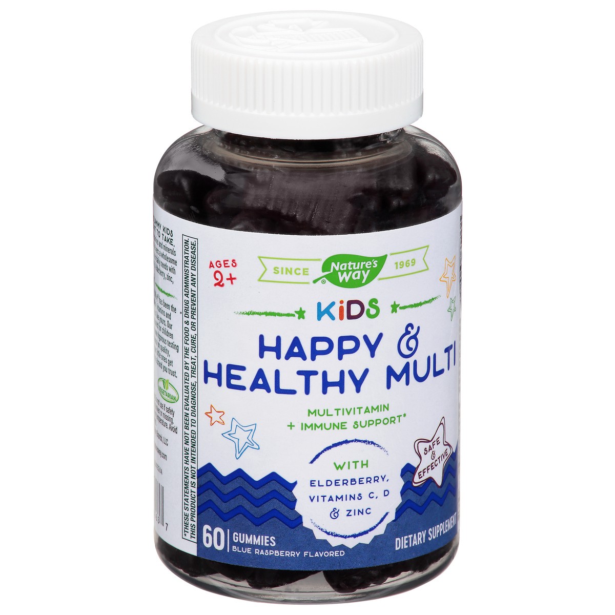 slide 6 of 9, Nature's Way Gummies Kids Blue Raspberry Flavored Happy & Healthy Multi 60 ea, 1 ct