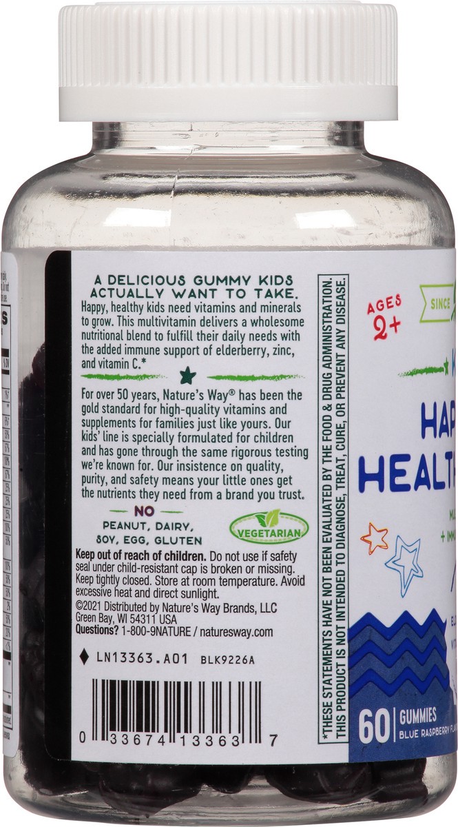 slide 7 of 9, Nature's Way Gummies Kids Blue Raspberry Flavored Happy & Healthy Multi 60 ea, 1 ct