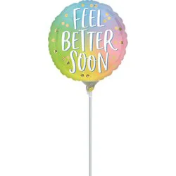 Get Well Balloon Air Filled Stick - 9 in
