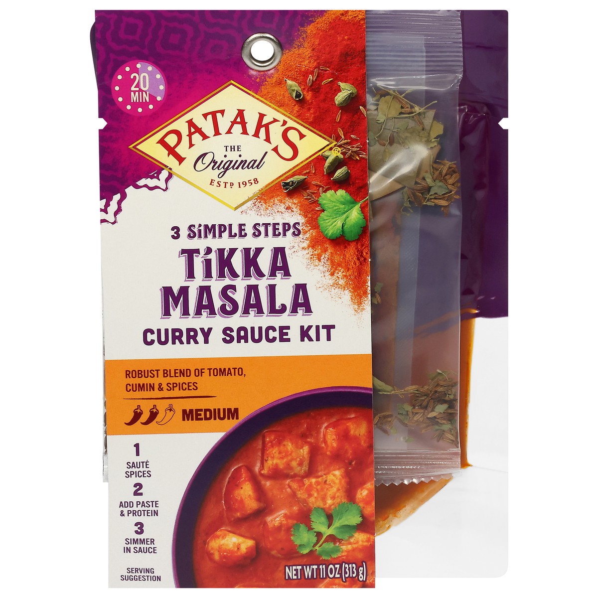 slide 1 of 13, Patak's Medium Tikka Masala Curry Sauce Kit 11 oz, 11 oz