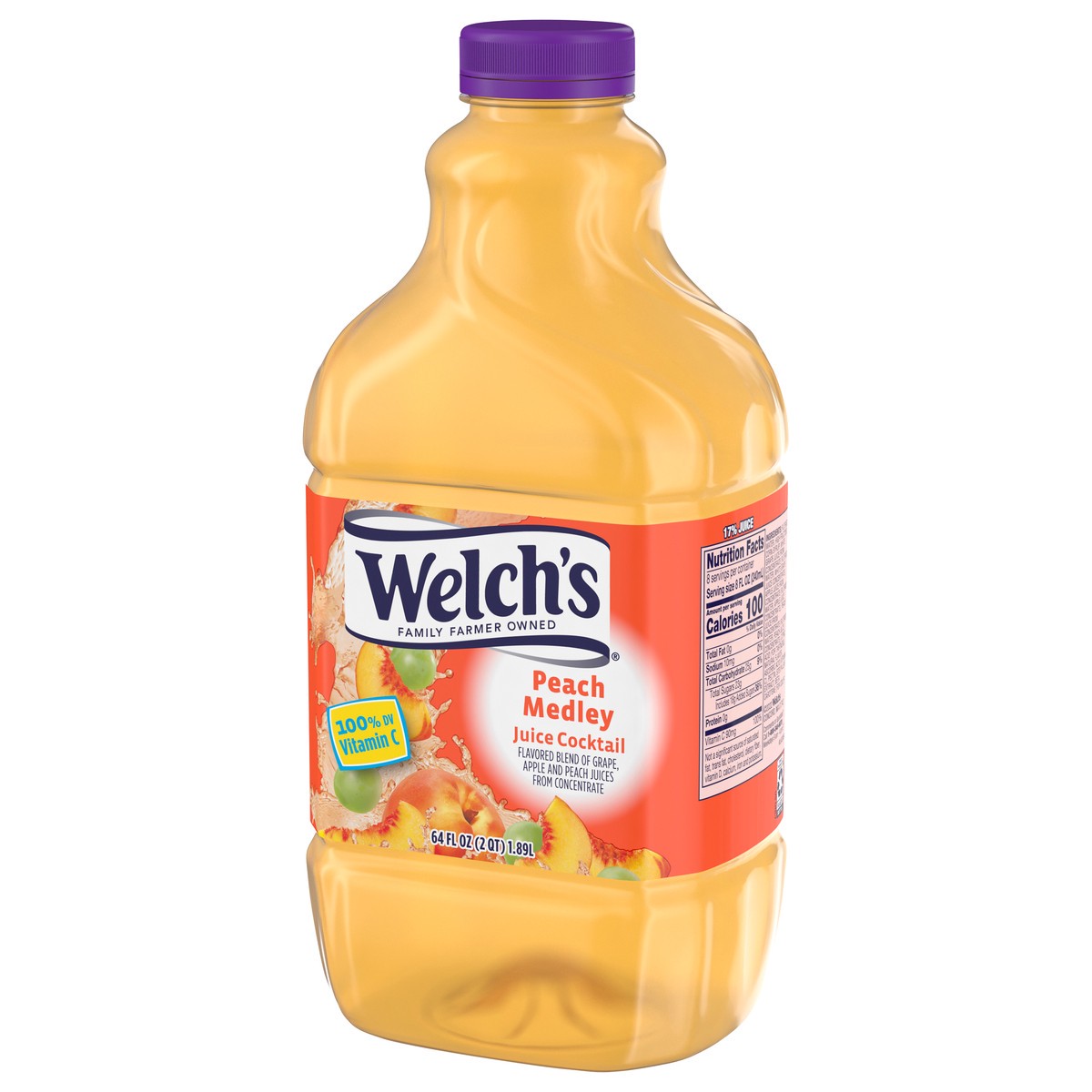 slide 3 of 5, Welch's Peach Medley Juice Cocktail, 64 fl oz Bottle, 64 oz