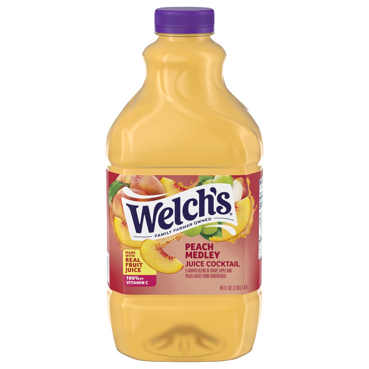 slide 1 of 5, Welch's Peach Medley Juice Cocktail, 64 fl oz Bottle, 64 oz