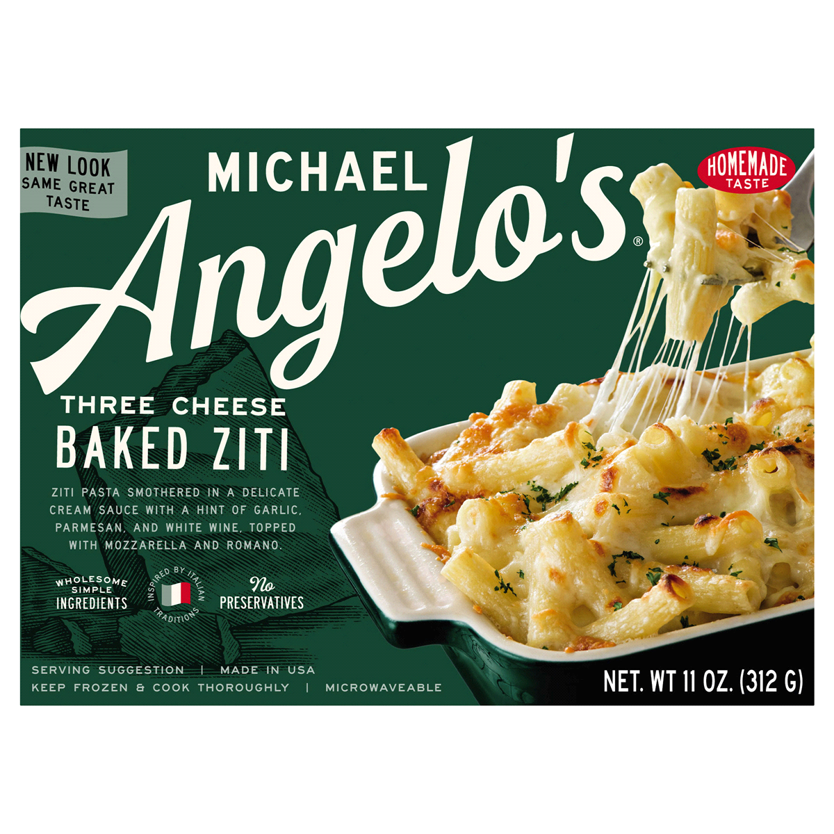 slide 1 of 8, Michael Angelo's Three Cheese Baked Ziti, 11 oz
