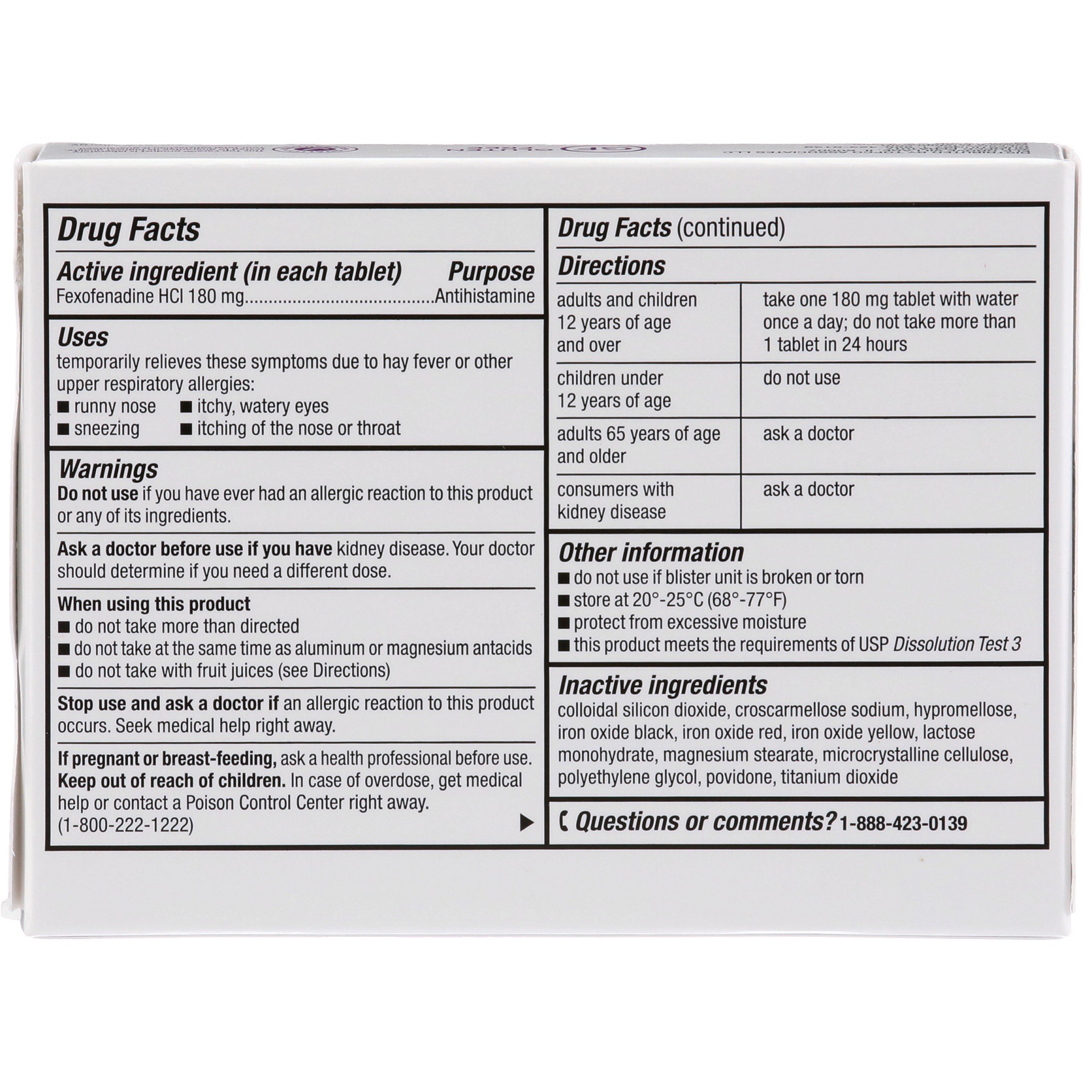 slide 5 of 6, TopCare Top Care Allergy, Original Prescription Strength, 180 Mg, Tablets, 15 ct